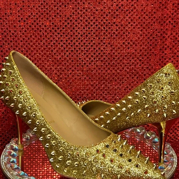 Christian Louboutin Gold Studded Women's Shoes Size 44 (US Women’s 12) - Picture 12 of 15